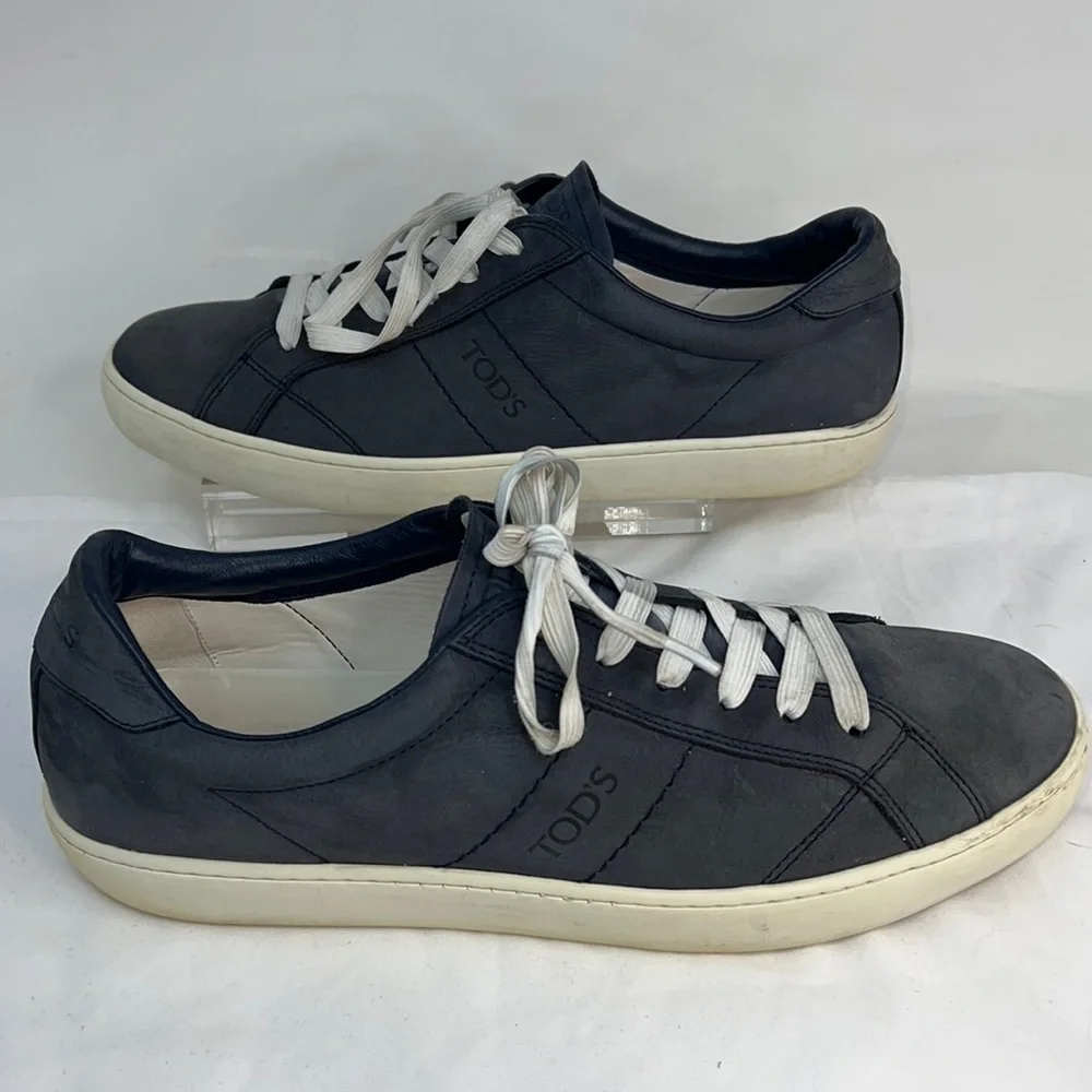 Men’s Sz 9 Tod’s Blue Suede Tennis Shoes Sneakers